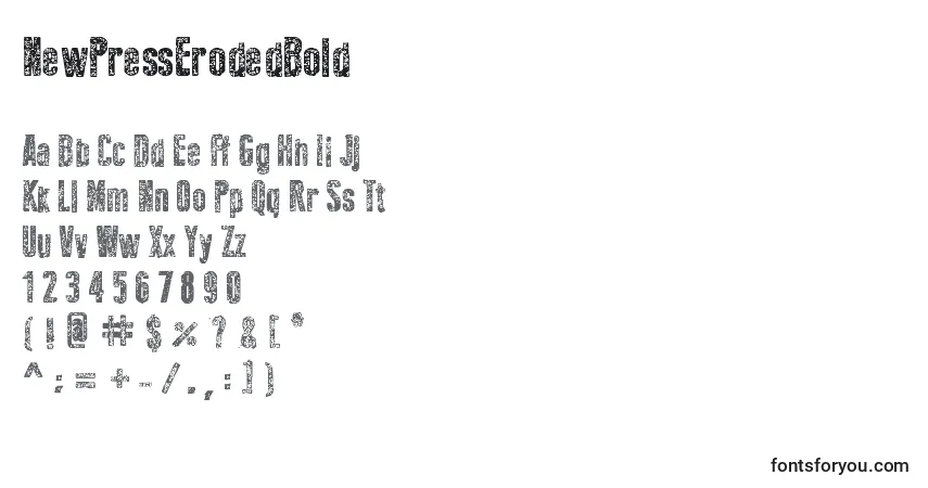 Schriftart NewPressErodedBold – Alphabet, Zahlen, spezielle Symbole