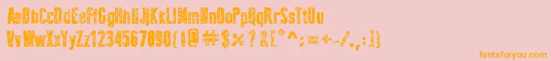 NewPressErodedBold-Schriftart – Orangefarbene Schriften auf rosa Hintergrund