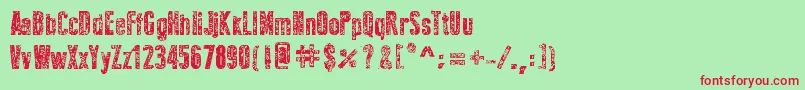NewPressErodedBold-Schriftart – Rote Schriften auf grünem Hintergrund