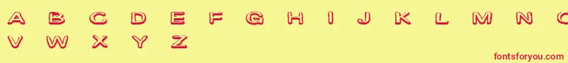 Fonte CfmarieevecartoonsRegular – fontes vermelhas em um fundo amarelo