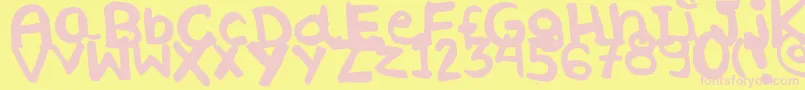 フォントWhateverByLucianaMorin – ピンクのフォント、黄色の背景