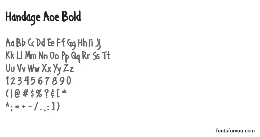 Schriftart Handage Aoe Bold – Alphabet, Zahlen, spezielle Symbole