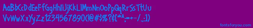 Czcionka Handage Aoe Bold – niebieskie czcionki na fioletowym tle