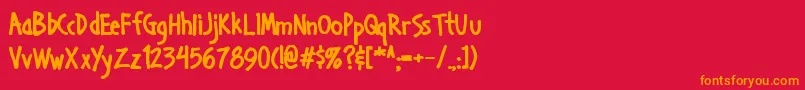 Handage Aoe Bold-Schriftart – Orangefarbene Schriften auf rotem Hintergrund
