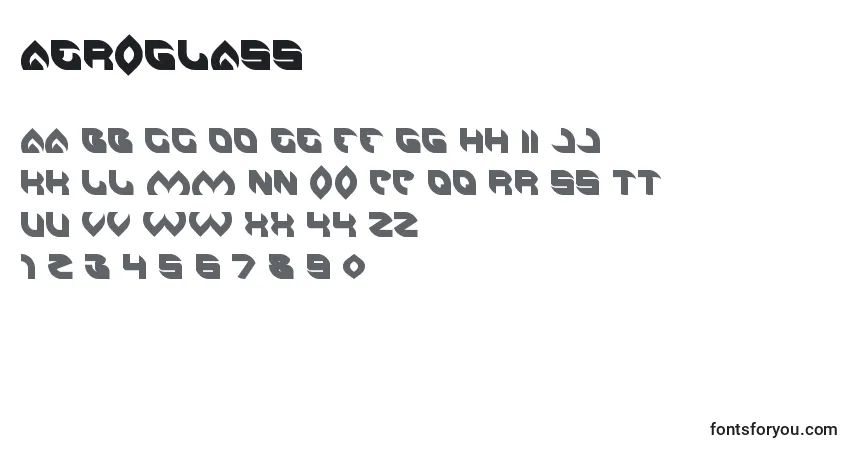 Schriftart AeroGlass – Alphabet, Zahlen, spezielle Symbole