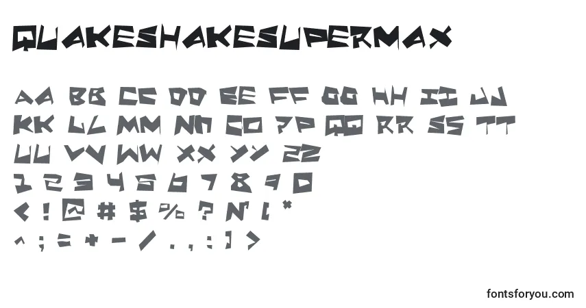 Czcionka QuakeShakeSupermax – alfabet, cyfry, specjalne znaki