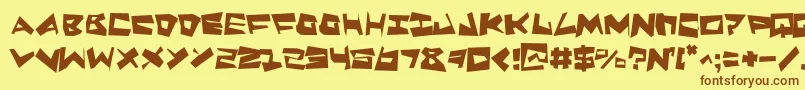 QuakeShakeSupermax-Schriftart – Braune Schriften auf gelbem Hintergrund
