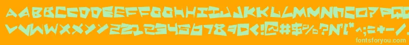 フォントQuakeShakeSupermax – オレンジの背景に緑のフォント