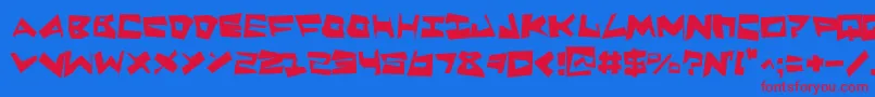QuakeShakeSupermax Font – Red Fonts on Blue Background