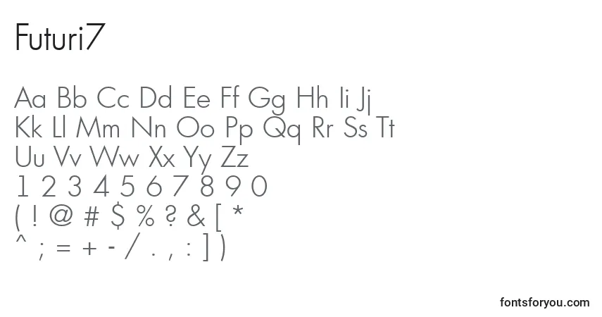 Czcionka Futuri7 – alfabet, cyfry, specjalne znaki
