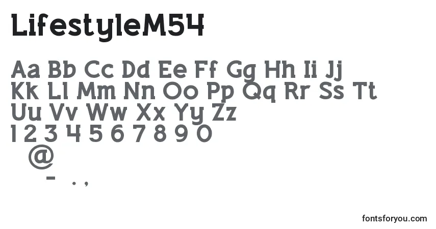 Czcionka LifestyleM54 – alfabet, cyfry, specjalne znaki
