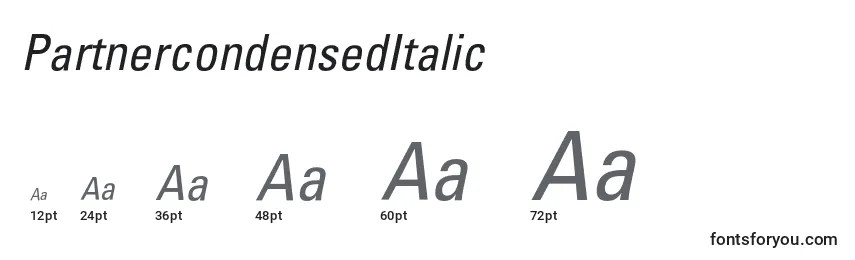 Размеры шрифта PartnercondensedItalic