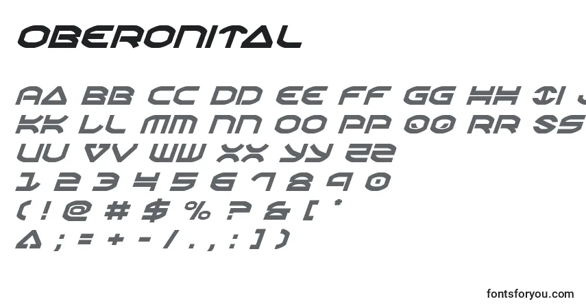 Czcionka Oberonital – alfabet, cyfry, specjalne znaki