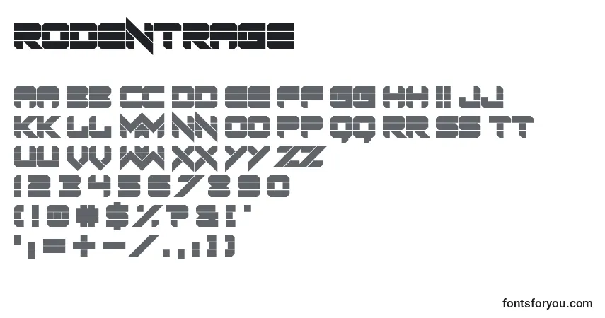 Czcionka RodentRage – alfabet, cyfry, specjalne znaki