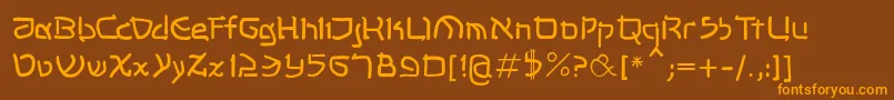 フォントShalommk – オレンジ色の文字が茶色の背景にあります。