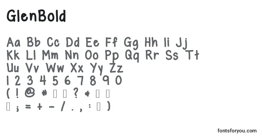 Schriftart GlenBold – Alphabet, Zahlen, spezielle Symbole