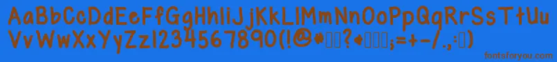 フォントGlenBold – 茶色の文字が青い背景にあります。