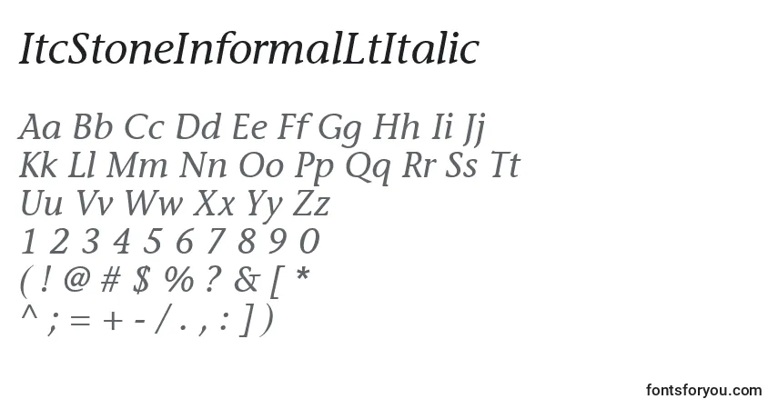 A fonte ItcStoneInformalLtItalic – alfabeto, números, caracteres especiais