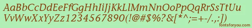 ItcStoneInformalLtItalic Font – Brown Fonts on Green Background