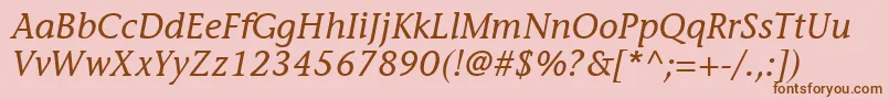 ItcStoneInformalLtItalic Font – Brown Fonts on Pink Background