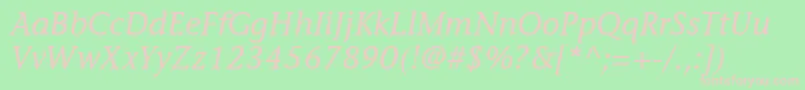 ItcStoneInformalLtItalic Font – Pink Fonts on Green Background