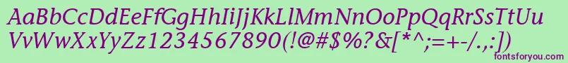 ItcStoneInformalLtItalic Font – Purple Fonts on Green Background