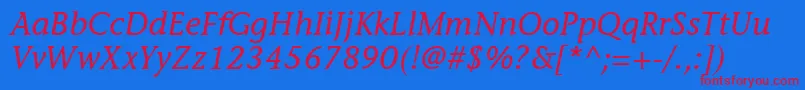 ItcStoneInformalLtItalic Font – Red Fonts on Blue Background