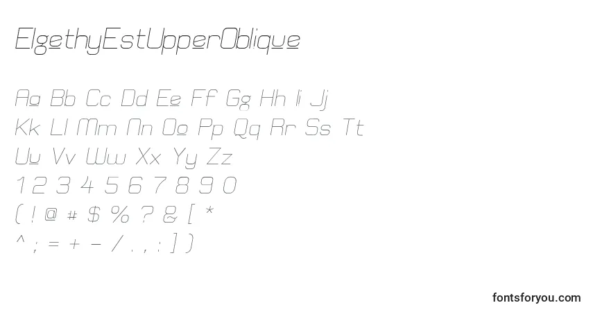 A fonte ElgethyEstUpperOblique – alfabeto, números, caracteres especiais