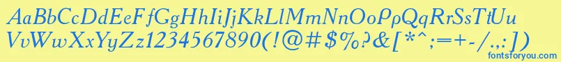 AAdemyItalic Font – Blue Fonts on Yellow Background