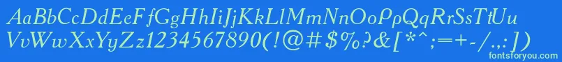 AAdemyItalic Font – Green Fonts on Blue Background