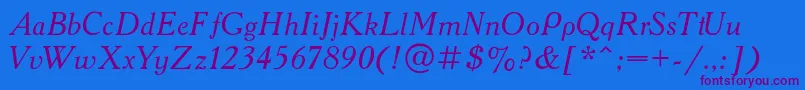 AAdemyItalic Font – Purple Fonts on Blue Background