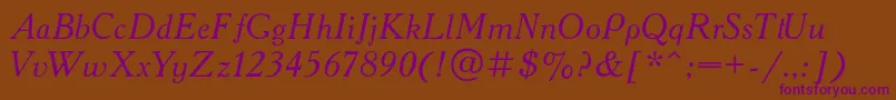 AAdemyItalic Font – Purple Fonts on Brown Background