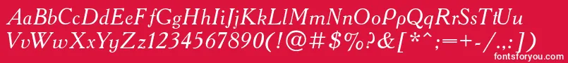 フォントAAdemyItalic – 赤い背景に白い文字