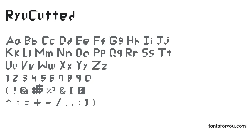 A fonte RyuCutted – alfabeto, números, caracteres especiais