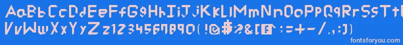 フォントRyuCutted – ピンクの文字、青い背景
