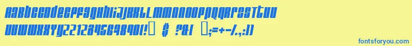 GlareItalic Font – Blue Fonts on Yellow Background