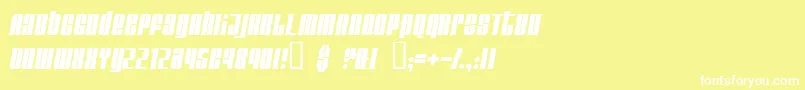 GlareItalic-Schriftart – Weiße Schriften auf gelbem Hintergrund