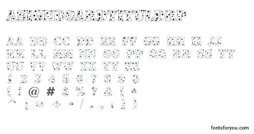 Шрифт ASignboardtituldrp – алфавит, цифры, специальные символы