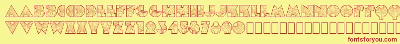 フォントMlSunglowKk – 赤い文字の黄色い背景