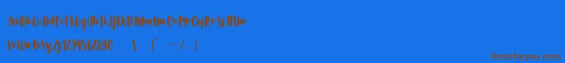 フォントSlowLife – 茶色の文字が青い背景にあります。