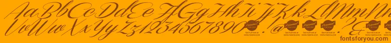 Więcej informacji o czcionce DemoConeriascriptSlanted Czcionka DemoConeriascriptSlanted – brązowe czcionki na pomarańczowym tle