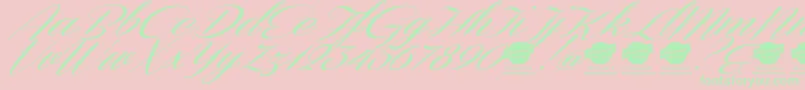 Fonte DemoConeriascriptSlanted – fontes verdes em um fundo rosa