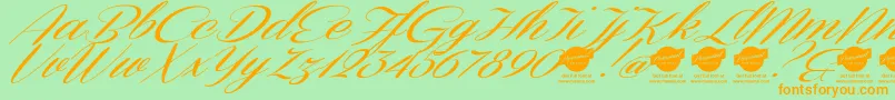 Шрифт DemoConeriascriptSlanted – оранжевые шрифты на зелёном фоне