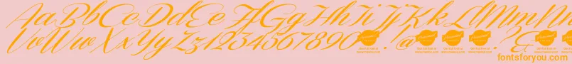 DemoConeriascriptSlanted Font – Orange Fonts on Pink Background