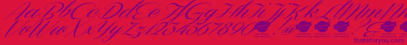 DemoConeriascriptSlanted Font – Purple Fonts on Red Background