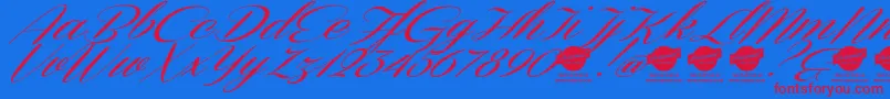 DemoConeriascriptSlanted Font – Red Fonts on Blue Background