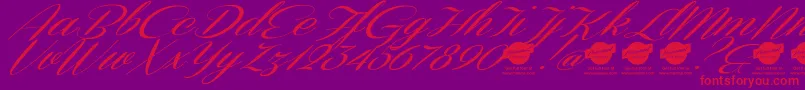 DemoConeriascriptSlanted Font – Red Fonts on Purple Background