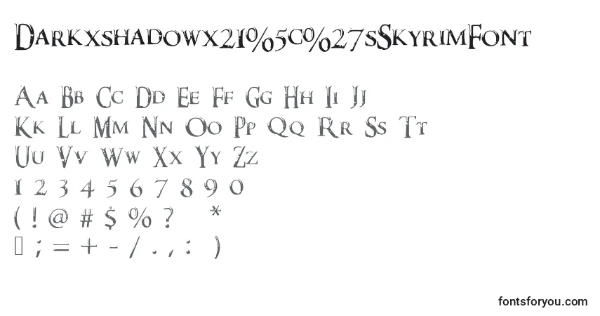 Czcionka Darkxshadowx21%5c%27sSkyrimFont – alfabet, cyfry, specjalne znaki