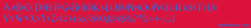 フォントDarkxshadowx21%5c%27sSkyrimFont – 赤い背景に青い文字