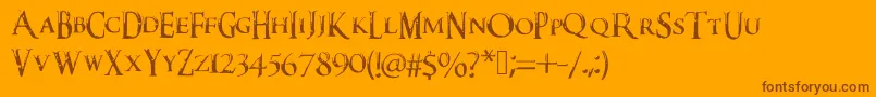 Fonte Darkxshadowx21%5c%27sSkyrimFont – fontes marrons em um fundo laranja